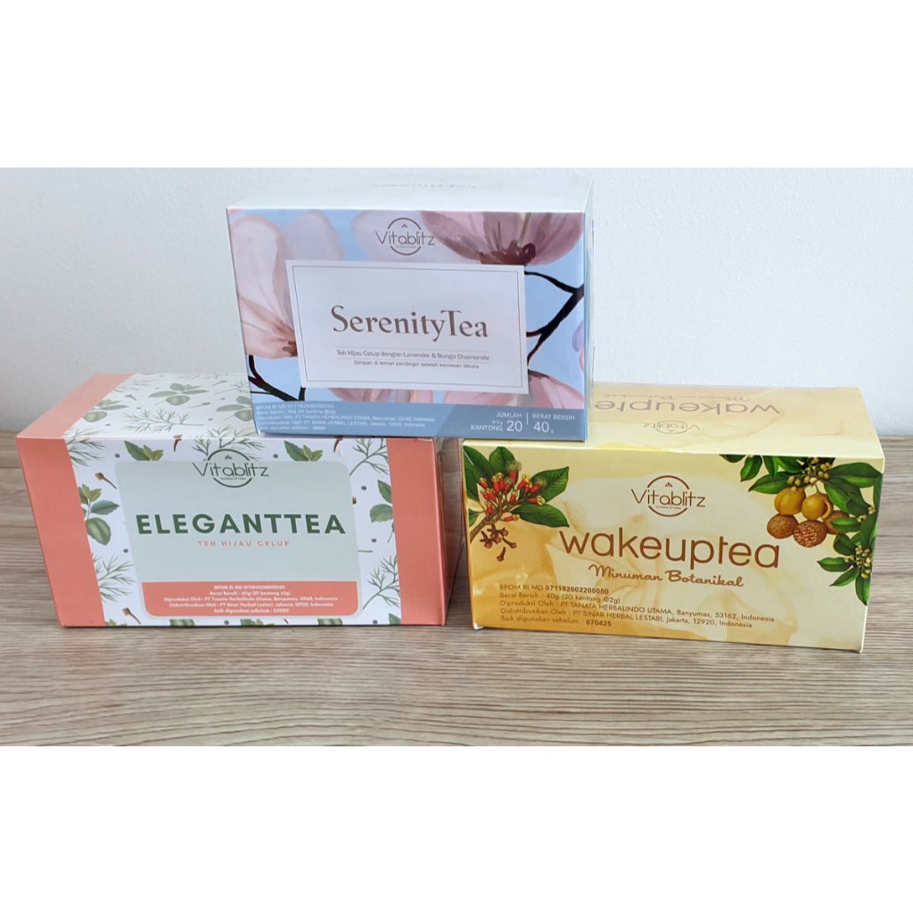 

Promo Teh Kesehatan Traditional Alami Kekebalan Tubuh Vitablitz Serenity Elegant Wake Up Tea Teh Herbal Celup Set 3