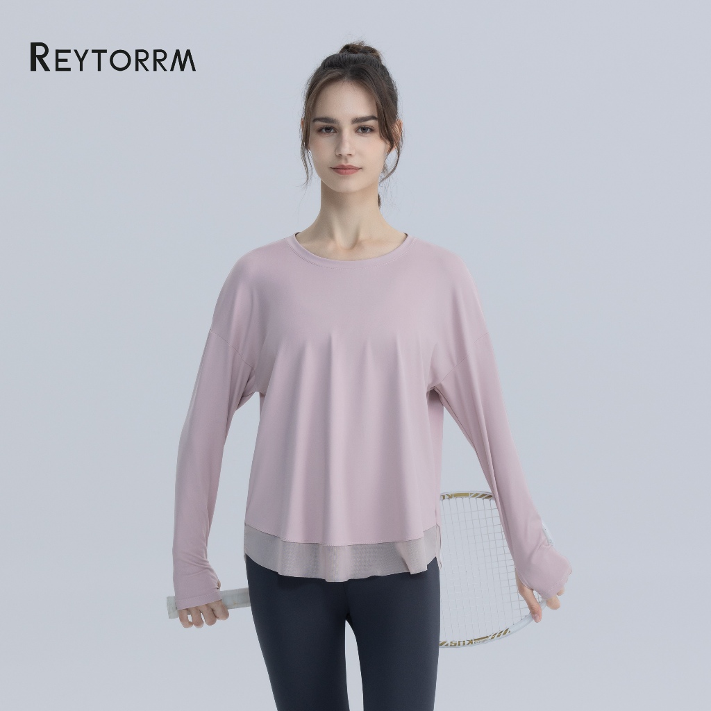 Reytorrm Baju Olahraga Wanita Lengan Panjang Hijab Sport Kaos Long Sleeve T-Shirt Yoga oversize（CX01