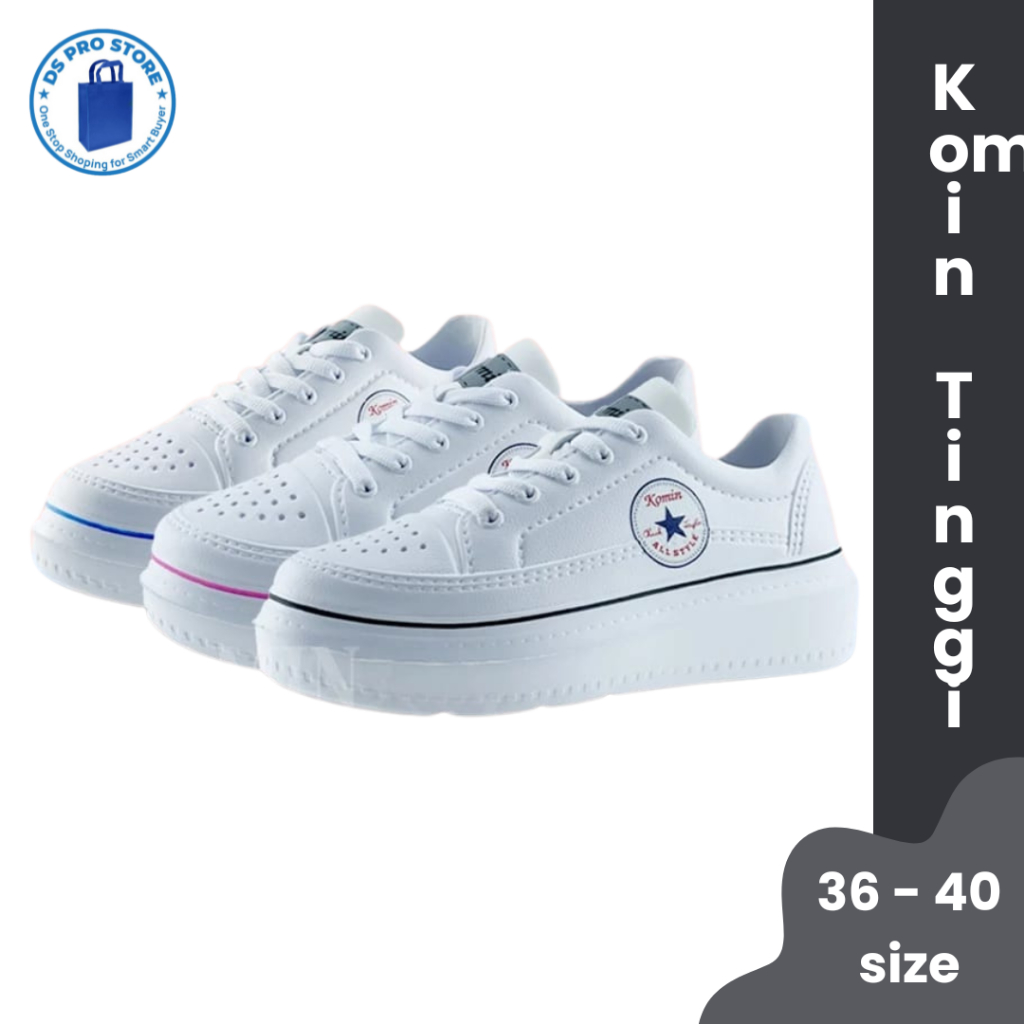 SEPATU KOMIN PUTIH I SEPATU KOMIN WANITA l Sepatu Snakers Wanita l Sepatu Komin Sol Tebal l Sepatu K