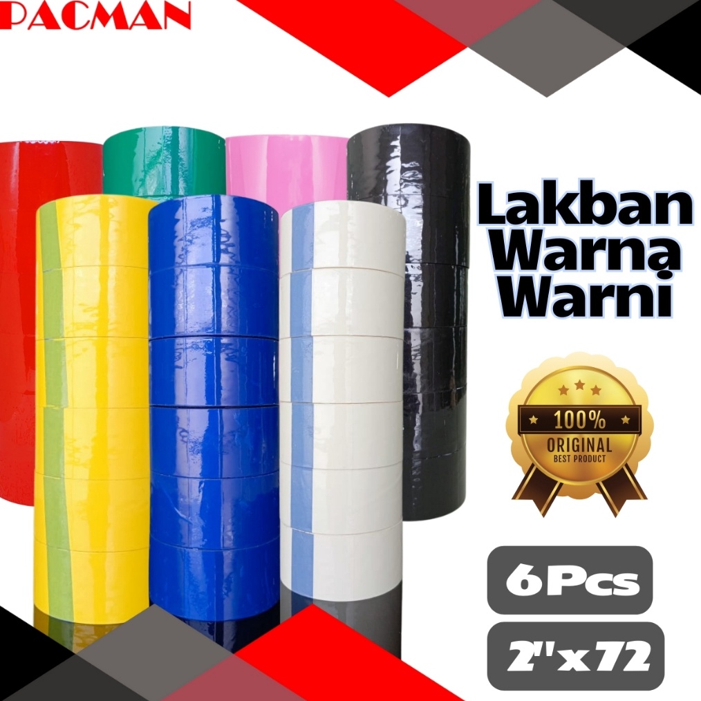 

6 PCS1 SLOP Lakban Warna Warni Original Pacman 1 KODE H8D5