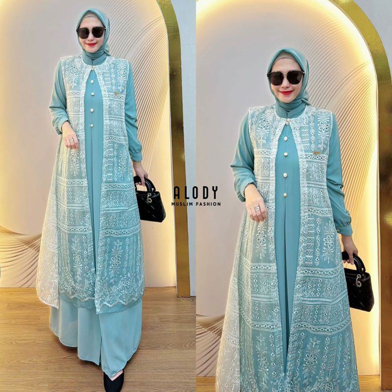 Gamis Set Outer Anisa Dress By Alody Gamis Simple Best Seller