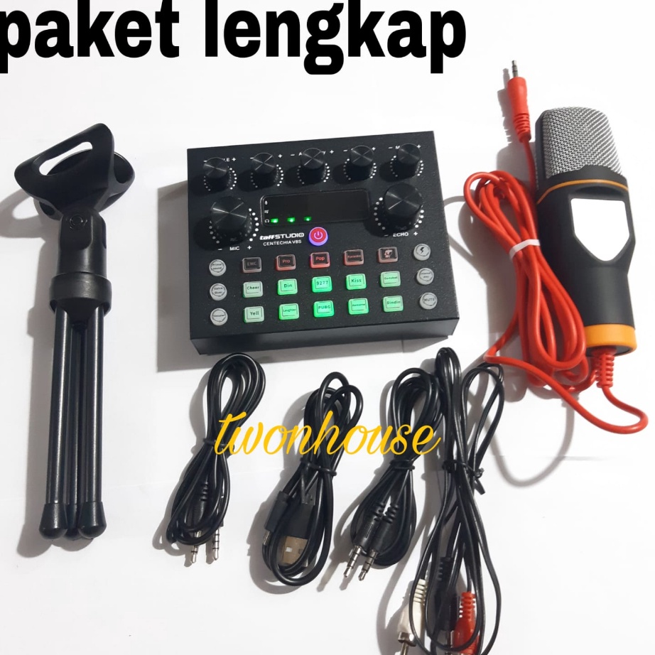 Pesta Diskon Terbesar MIXER alat karaoke lengkap rumah mobil studio Microphone Mixer Kit Soundcard A