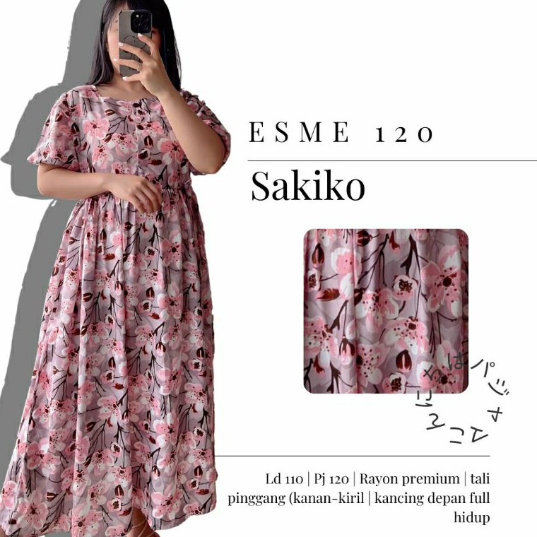 laris manis ESME 12  PART 1  daster rayon busui bumil muslim maxi lengan puff balon karet pendek bal