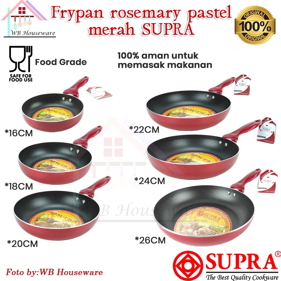 Menarik Wajan Teflon  Penggorengan  Wajan gagang  SUPRA FRY PAN  PENGGORENGAN 16182222426CM