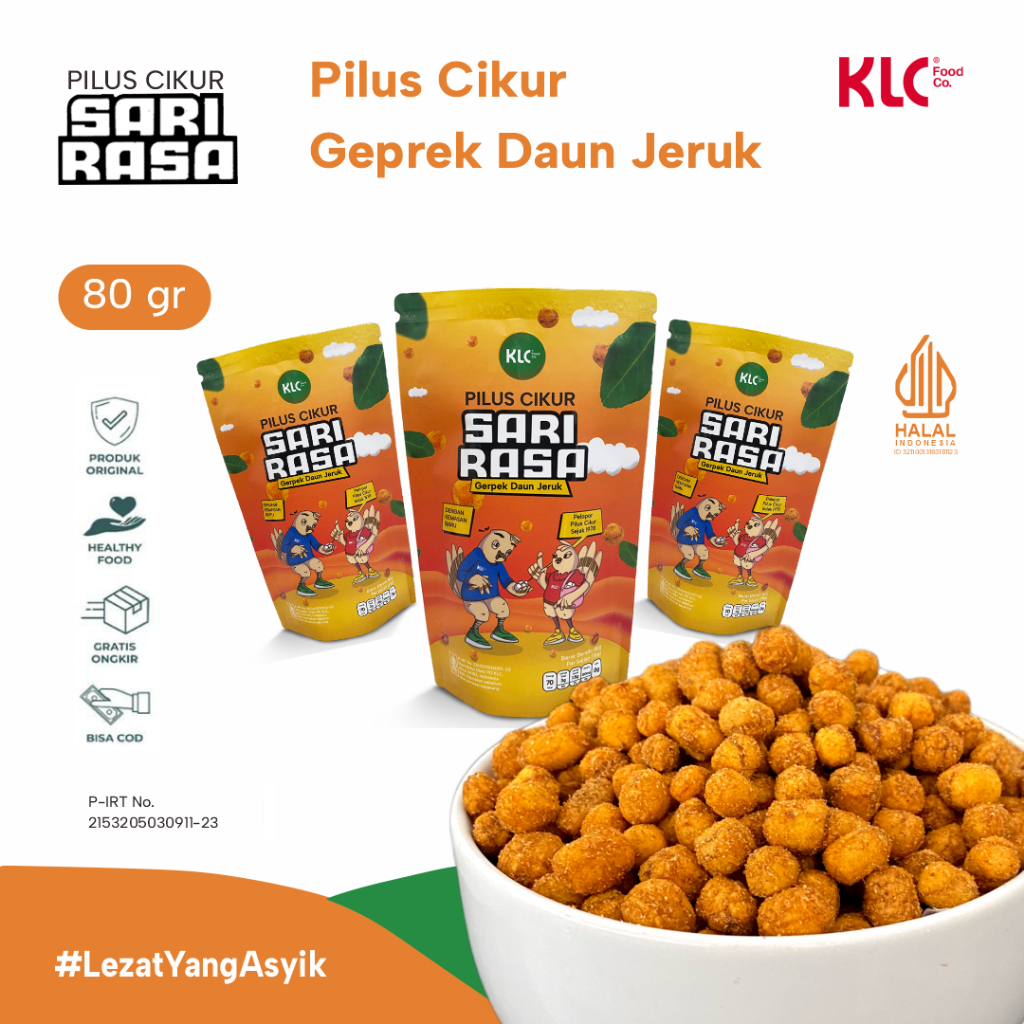 

Pilus Cikur / Kencur Geprek Daun Jeruk Snack KLC 80gr - 3 Pcs