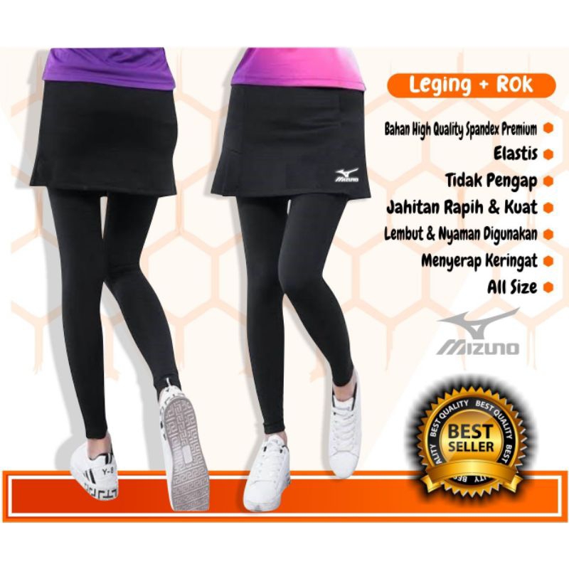 legging rok senam wanita voli / legging rok panjang / legging rok set
