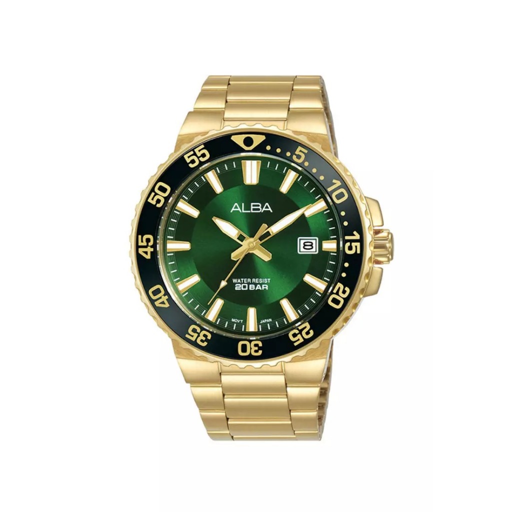 Jam Tangan Pria Alba Original AS9S74 AS9S74X1 Strap Stainless Steel Gold Garansi Resmi