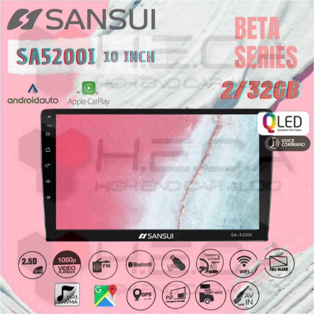 SANSUI Beta Series QLED 2/32 GB Android 10" Inch SA-5200I Head Unit Tape Mobil
