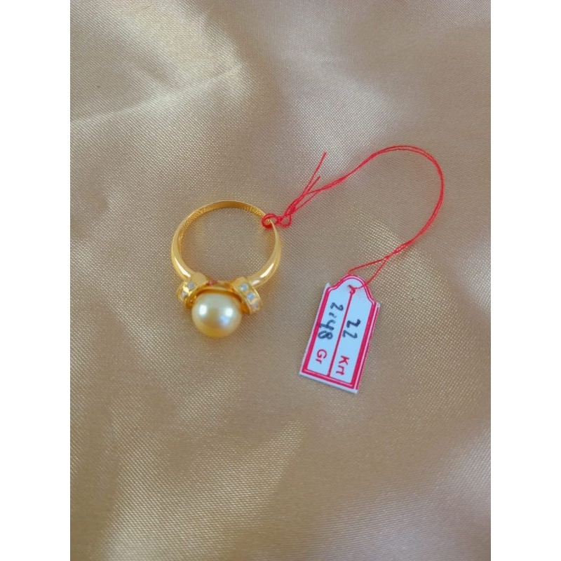 Cincin emas asli 22k kadar emas 91.6% mutiara air laut asli lombok