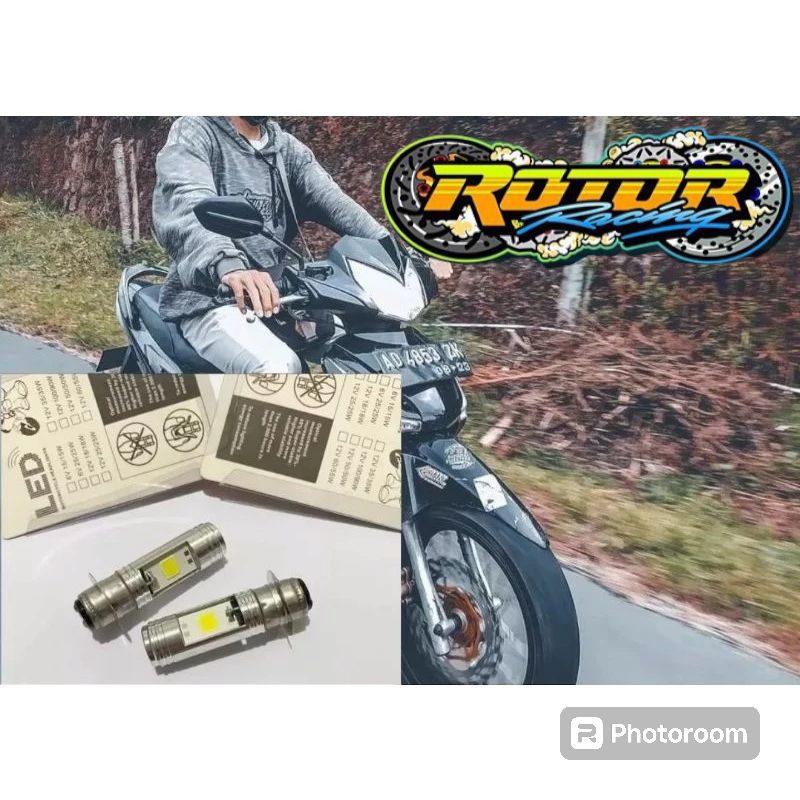 Bohlam lampu depan variasi led nyala putih soket h6 pnp supra x 125 harga sepasang isi 2 pcs lampu l