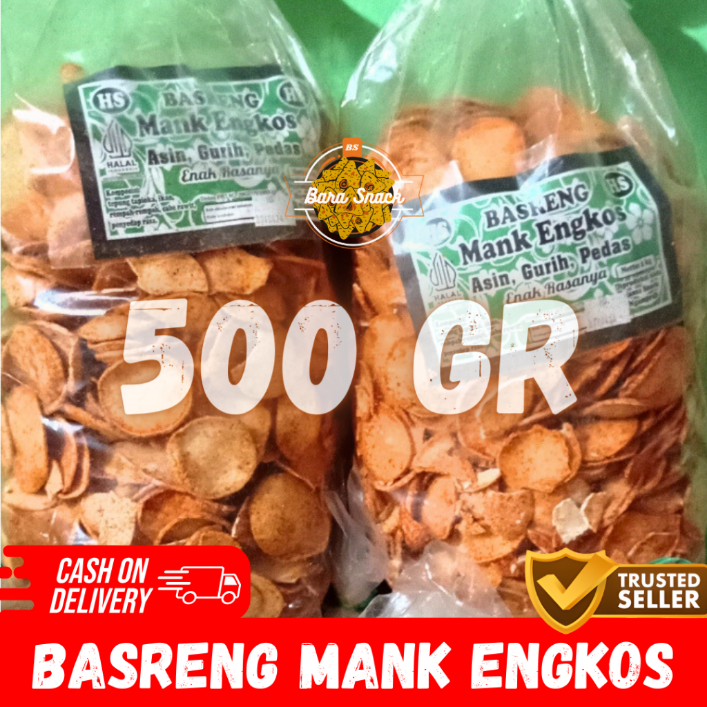 

[ 500gr ] Basreng Tipis / Koin Cap Mank Engkos Premium / Camilan Snack Kiloan Murah -B