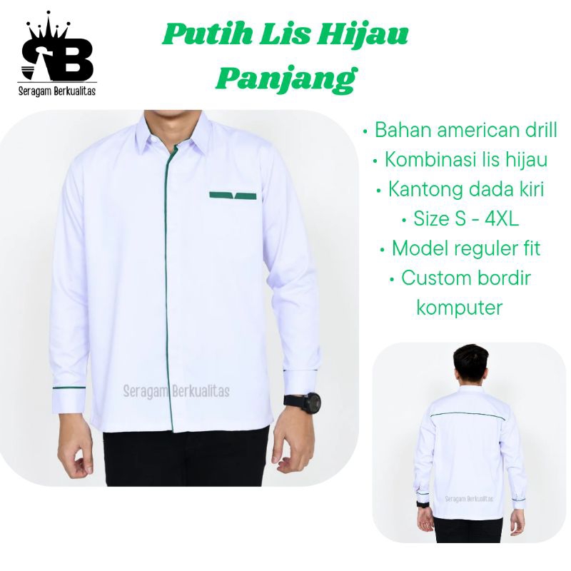 Seragam kerja putih/Baju kemeja pria/Kemeja seragam kerja/Atasan pria lengan panjang/Kemeja kerja fo