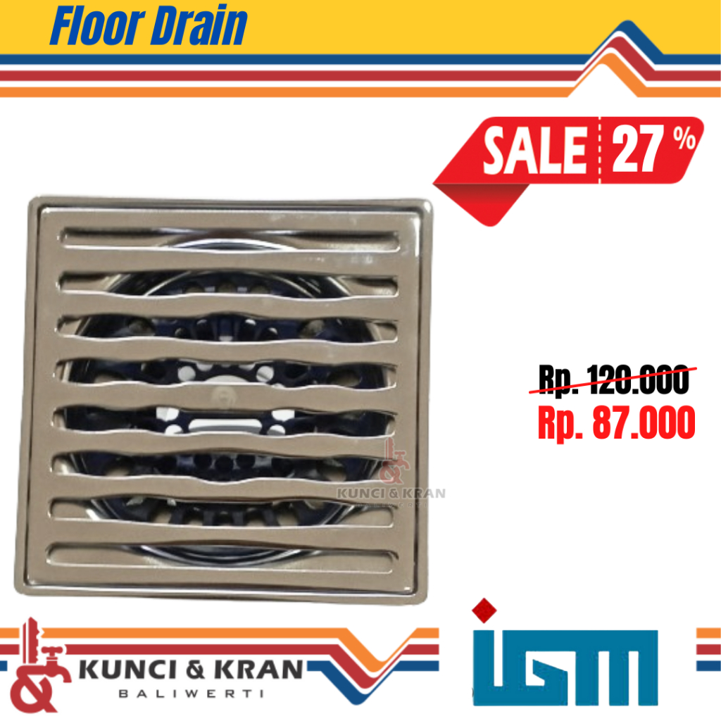 Floor Drain FD IGM IS-066 Heavy Chrome Affur Lantai Kamar Mandi