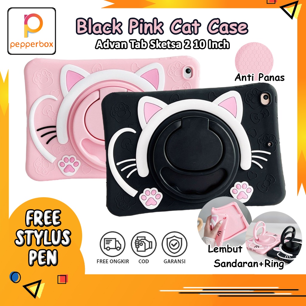 Case Advan Tab Sketsa 2 3 10 Inch Bonus Tali Selempang Kesing Anak Silicone Shockproof Rotate 360 St