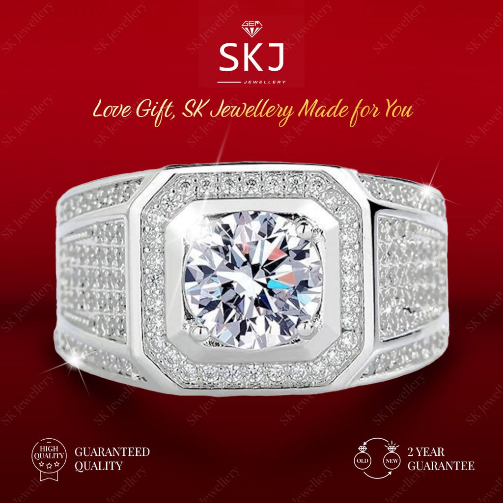 SK Jewellery - Garansi 2 Tahun  - Cincin  Pria Premium Perhiasan  Adjustable  Anti Karat Luntur Berl
