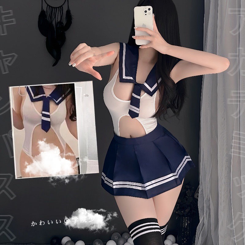 TERBARU Lingerie Sexy Japanese Manis Siswa Cosplay Seksi hot Set Jumpsuit Rok Mini 3/A211