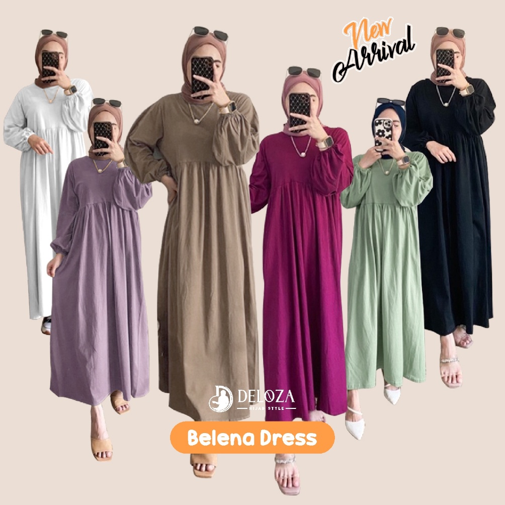 ART Y1D Balena Midi Dress Tunik Kaos Katun Polos Kekinian  Dress Cotton Combed By Deloza