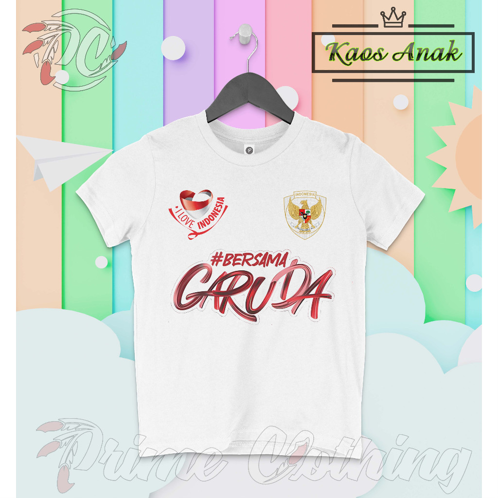 Kaos Anak Baju Anak Pakaian Anak Laki-laki/Perempuan Indonesia Bersama Garuda