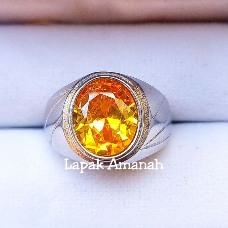 Cincin Batu Citrine Top Kristal Kualitas Super