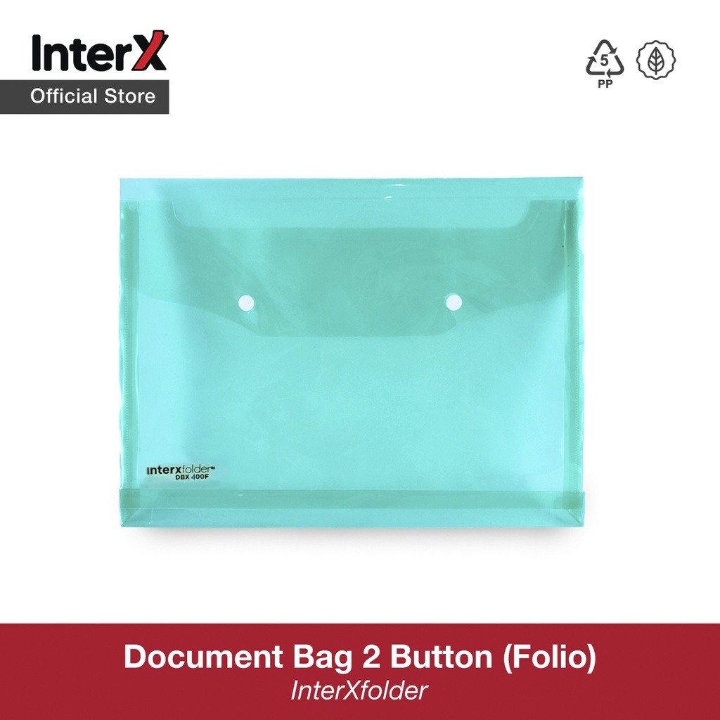 

MAP PLASTIK KANCING / MAP KANCING PUNGGUNG / DOCUMENT BAG / MAP KANCING FOLIO INTER-X DBX400F HIJAU