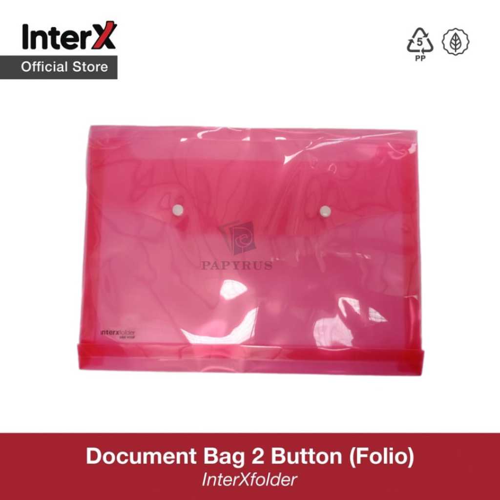 

MAP PLASTIK KANCING / MAP KANCING PUNGGUNG / DOCUMENT BAG / MAP KANCING FOLIO INTER-X DBX400F MERAH