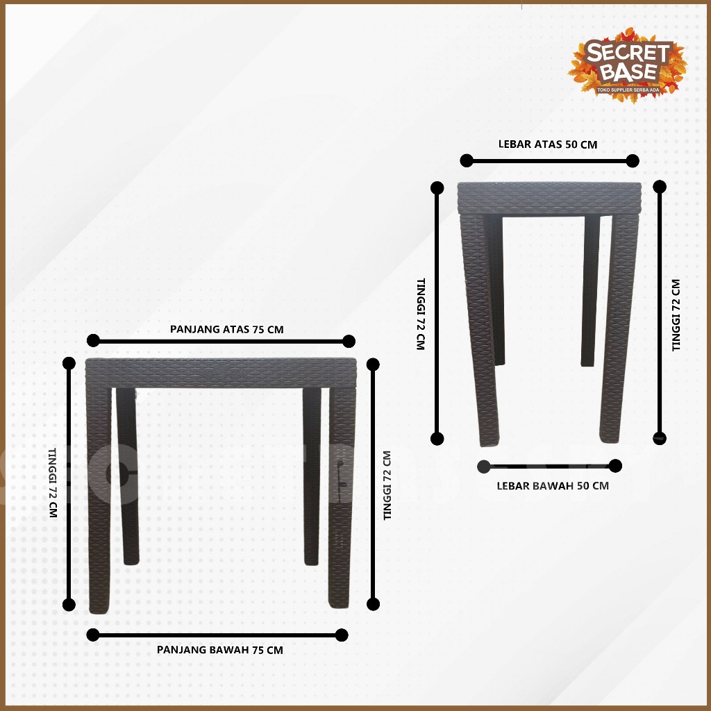 Bamboogrove_ Meja Motif Rotan - Meja Plastik Besar / Meja Tamu / Meja Kafe Teras Taman