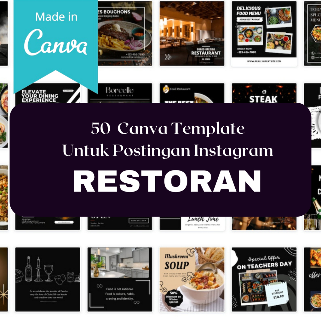 Jasa Canva Template untuk Instagram Post tema restoran restaurant warung rumah makan