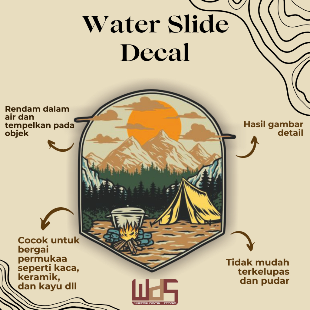 

WATER SLIDE DECAL CAMPING / DECAL AIR / STIKER AIR / MERCHANDISE