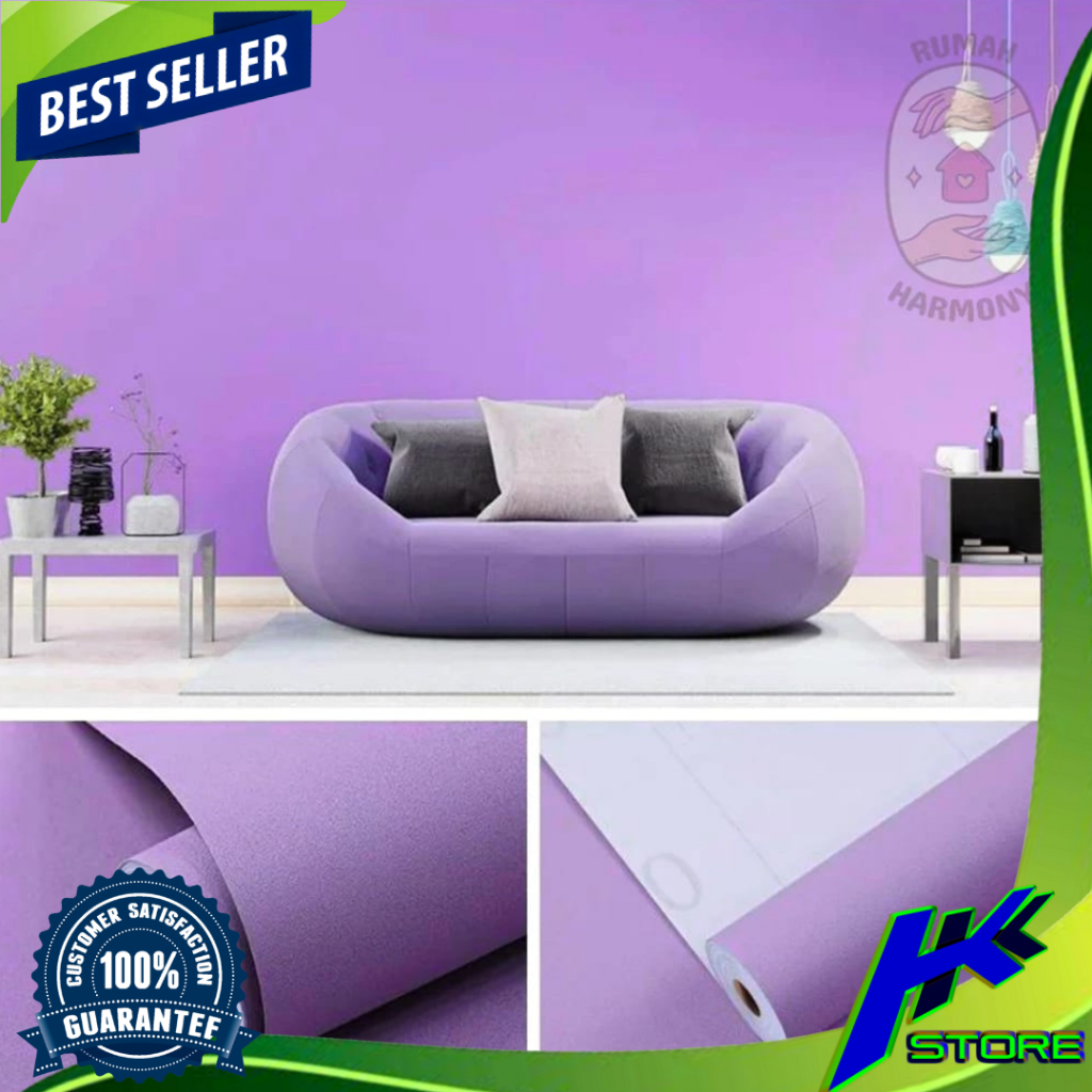 Wallpaper Dinding Motif Polos Pastel 45cm x 10m Polos Pastel Ungu Tua Wallpaper Motif Polos Ungu Tua