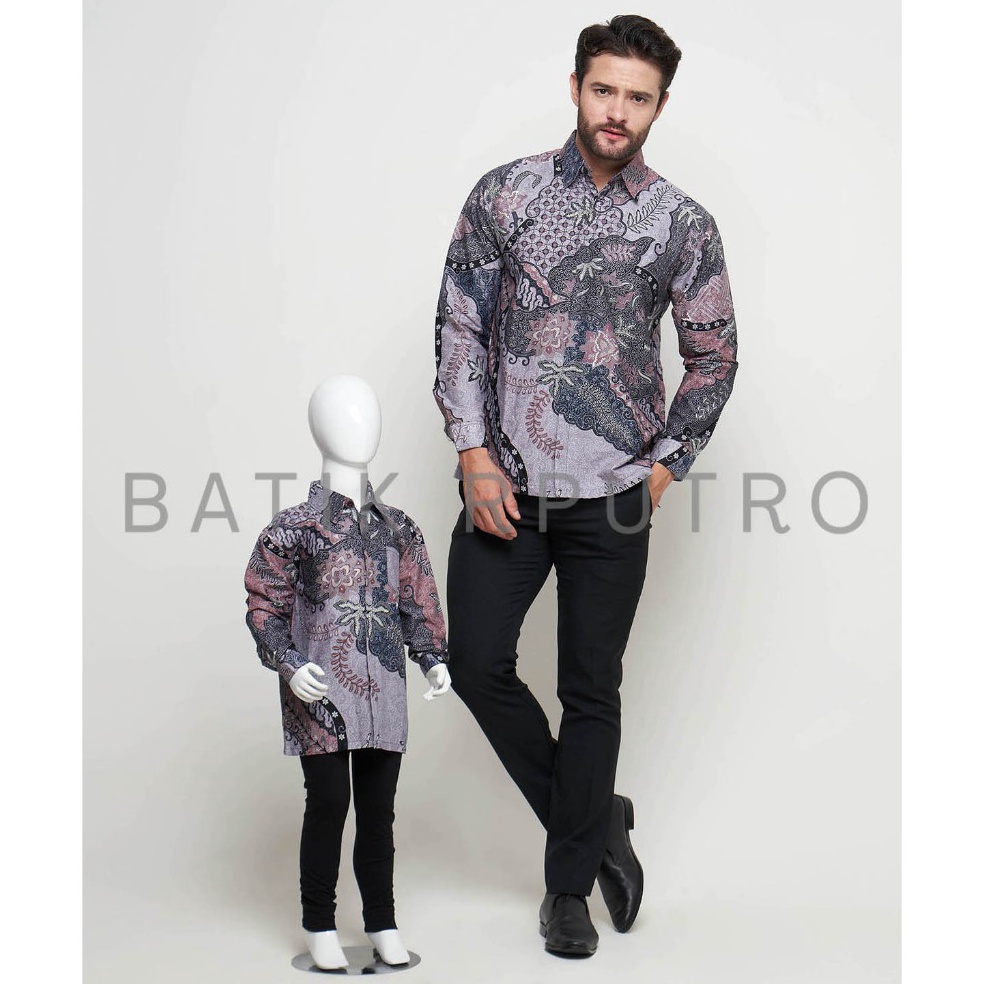 LANGSUNG KIRIM Kemeja Batik Couple Ayah Anak Ungu Lilac Batik Pria Ungu Lilac Kemeja Batik Ungu Lila