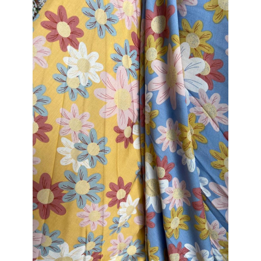 kain katun rayon motif bunga besar best seller
