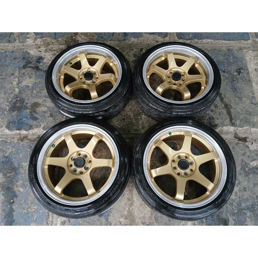 Velg bekas te37 ring 17 lebar 7/8 baut 4x100/114  + ban 205 45 R17