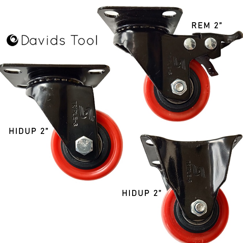 Extra deals Roda Troli Gerobak Etalase Mesin Cuci Lemari Kulkas Caster Kecil PU 2 Inch