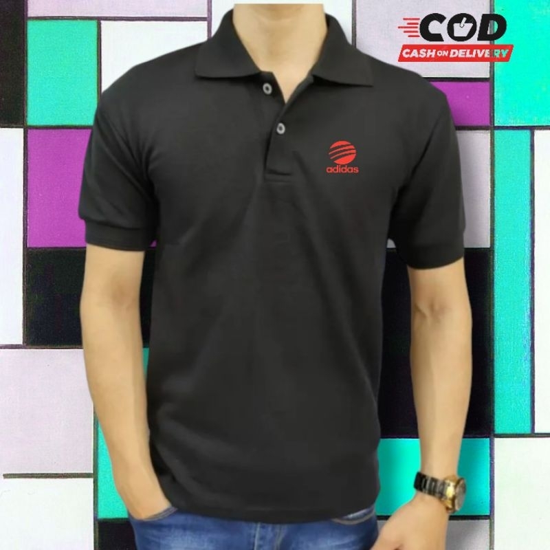 COD-Kaos Polo Krah Logo Adidas Sport Text Merah