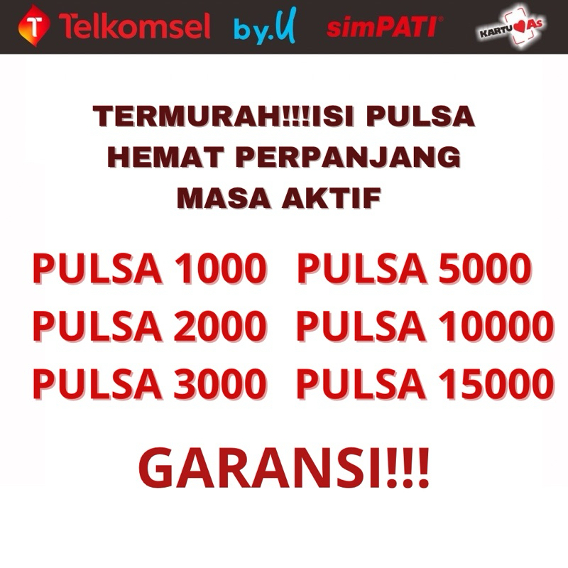 Pulsa Telkomsel Murah 1000 2000 3000 5000 10000 15000