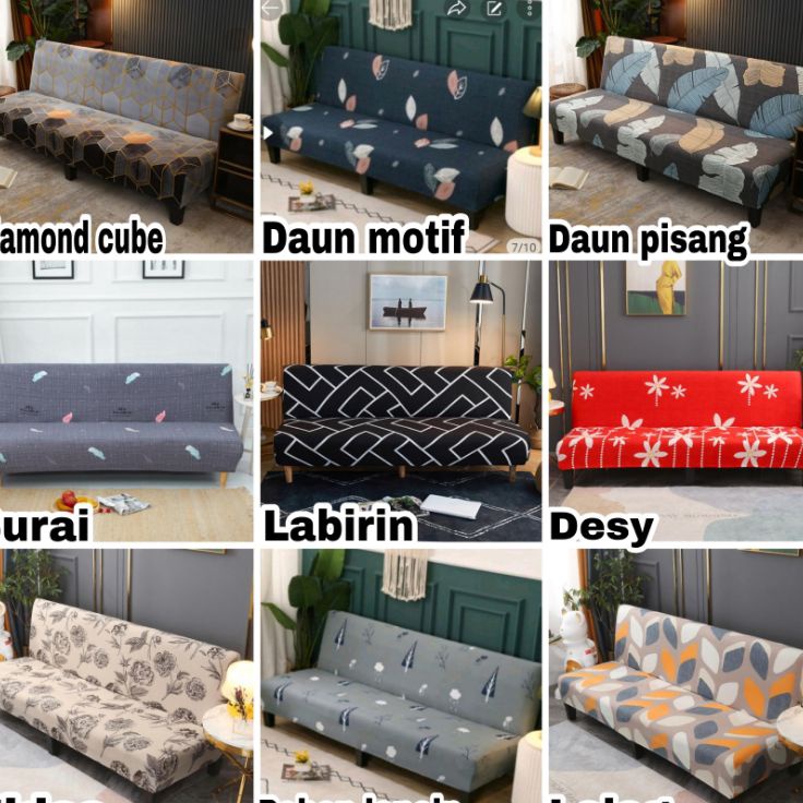 Paket Hemat Cover sofa bed INFORMA elasticSarung PENUTUP sofa bed STRECTH motif