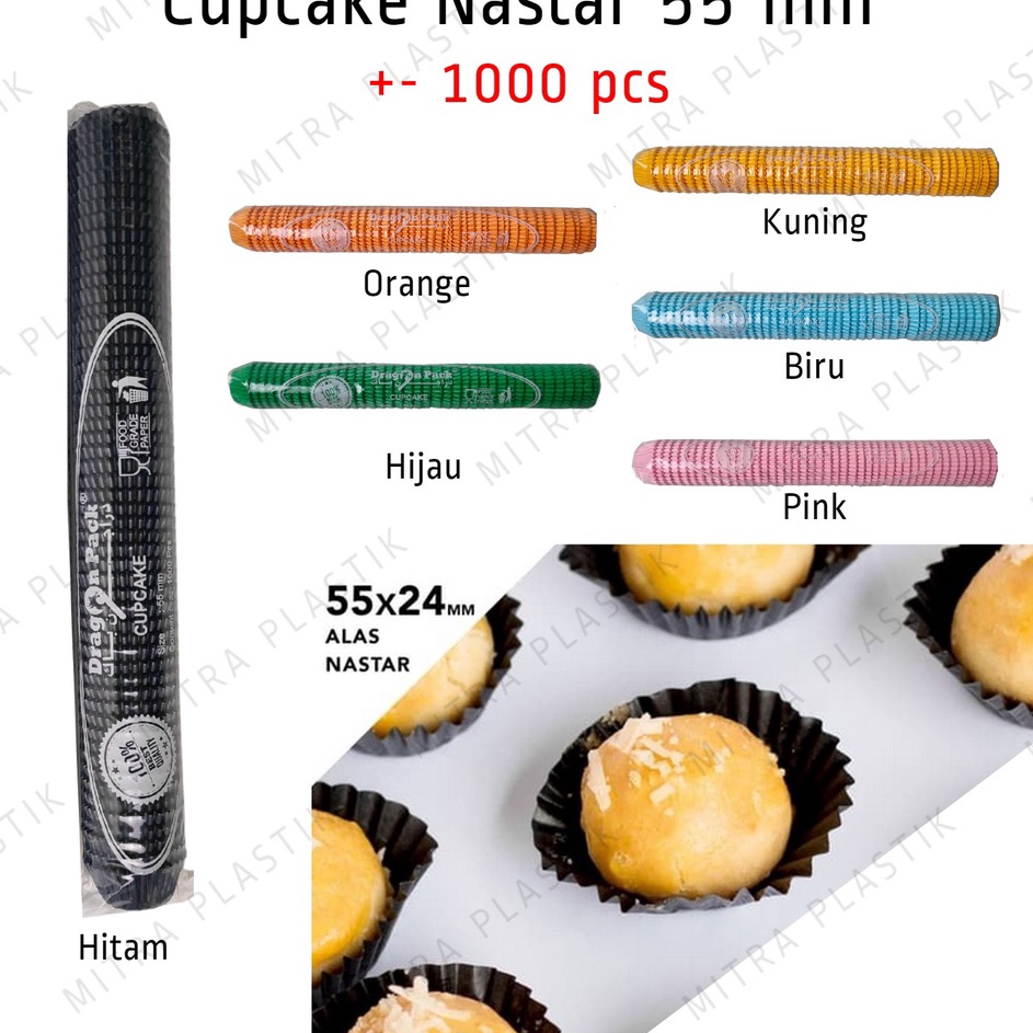 Promo besar Cupcake 55 mm Cup Cake Case Nastar Glassine Paper 1 pcs Hitam Biru Pink Orange Kuning Hi