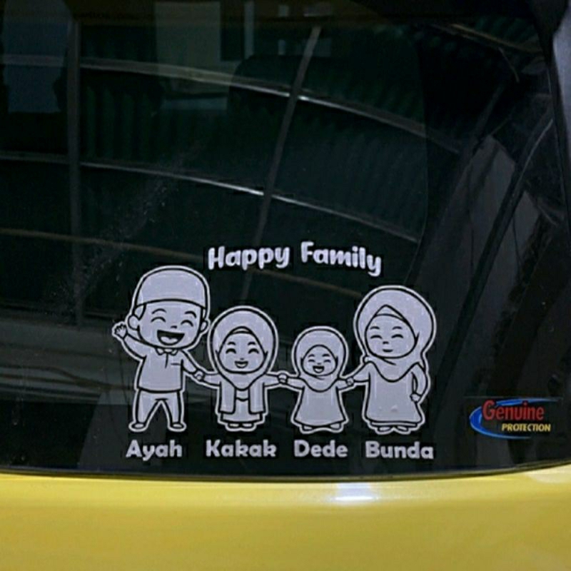 HJK STICKER FAMILY MUSLIM CUTE, STICKER HAPPY FAMILY STICKER MOBIL