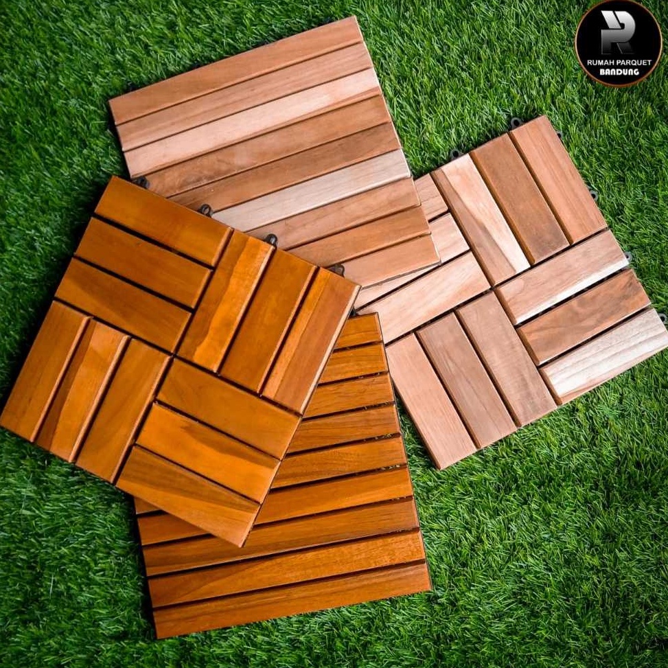 Diminati Lantai kayu Parket DeckingTile Jati Taman Kebun