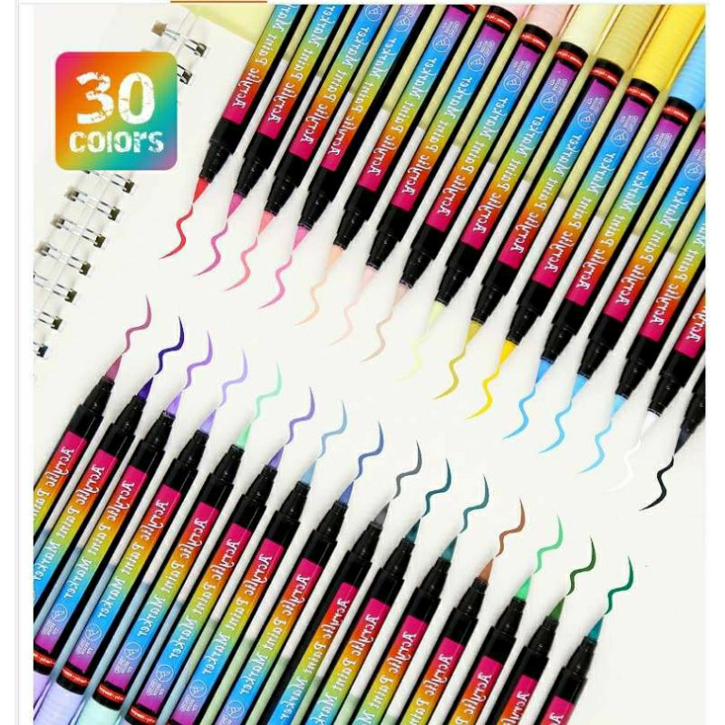 

[CAS] Spidol Viral AIYE - 1 Set 30 Warna DIY Spidol Acrylic Permanen Tahan Air Kuas Super Soft