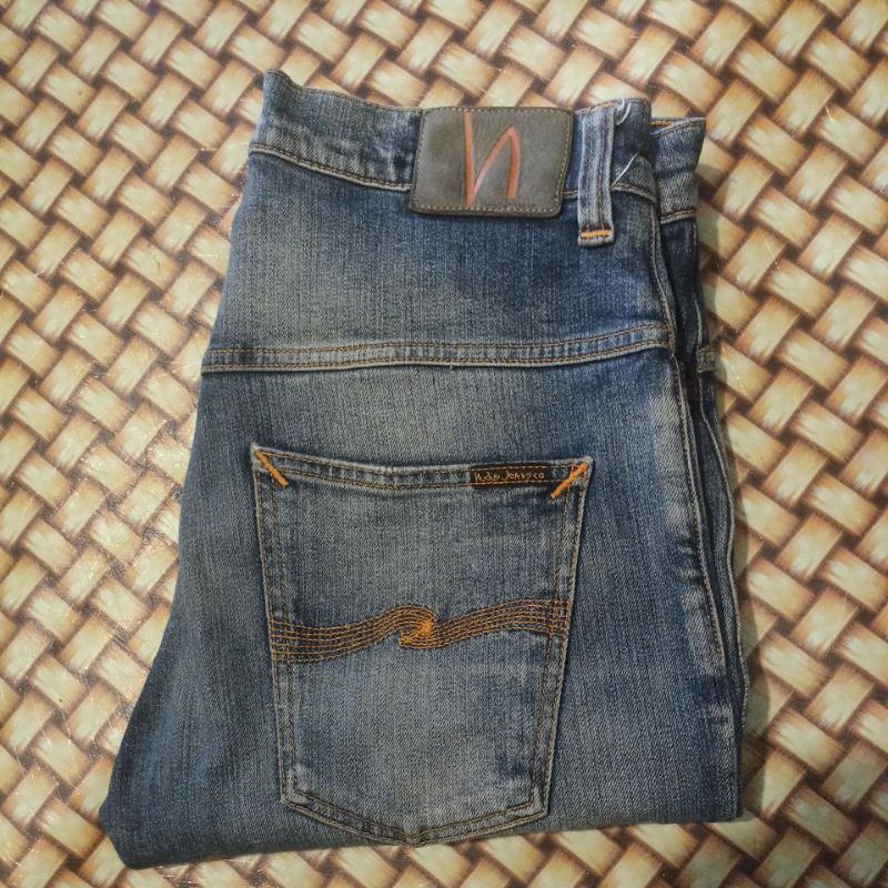 celana jeans denim second bekas Pl Nudie Thin Fhin Peter Replicka Size 32
