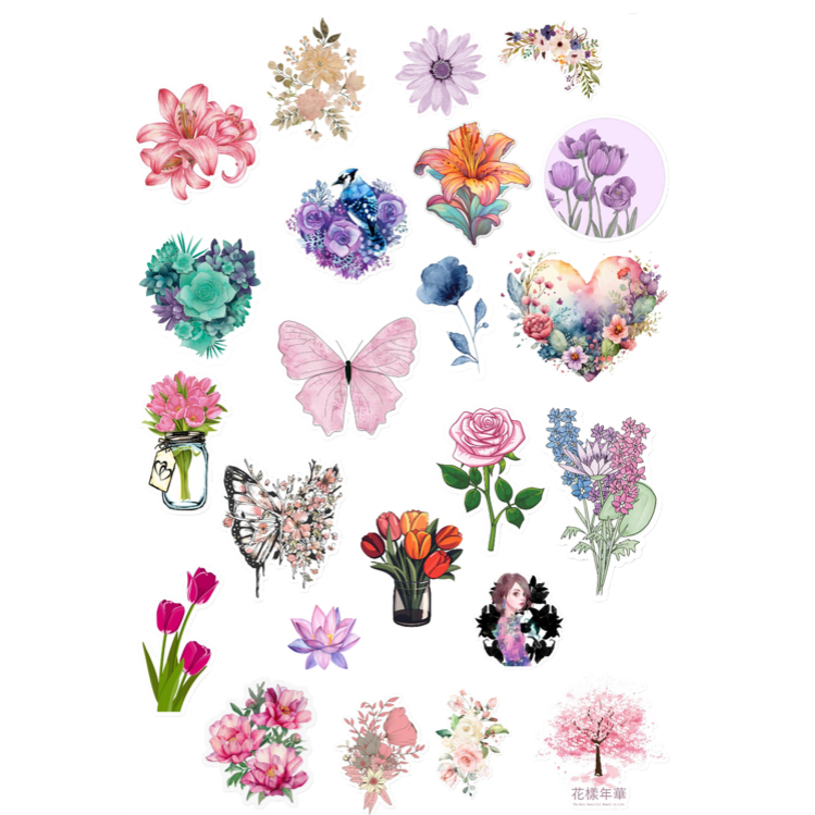 

23 pcs Sticker bunga / Flower/ Butterfly/Kupu-kupu
