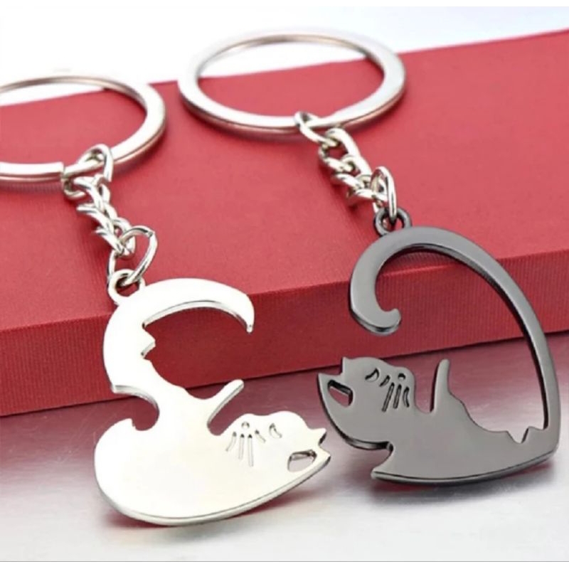 gantungan kunci couple set isi 2 pcs kucing yin yang