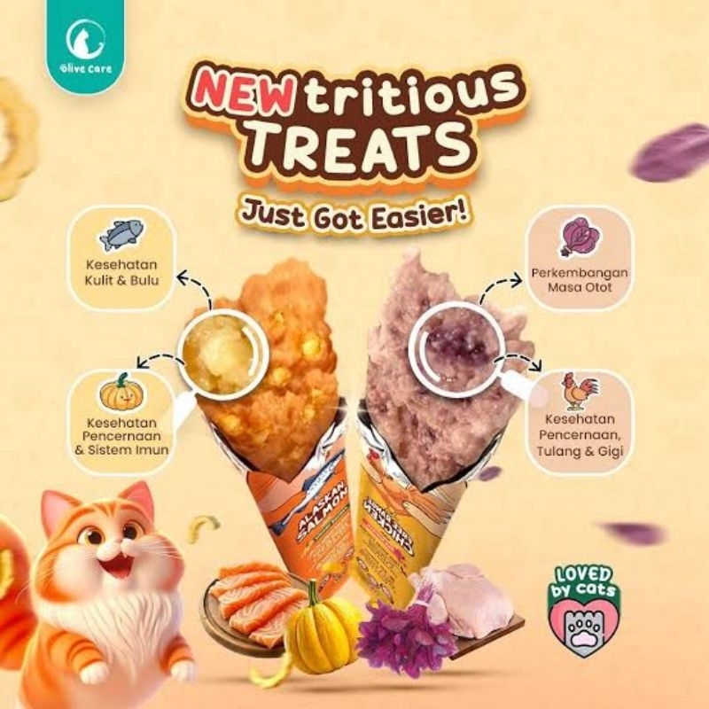 

2Xbtygneal Sakha Snack ) Olive Care Creamy Treats 16 & 20Gr Isi 5 Dan Satuan