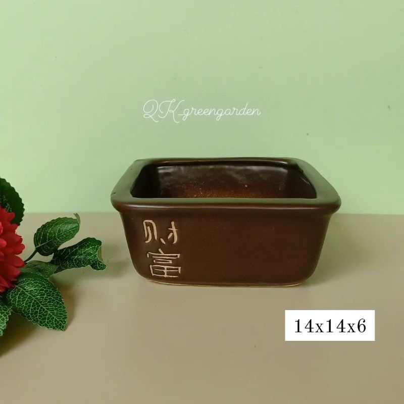 Pot keramik bonsai Sukulen persegi kotak lukis China Recommended