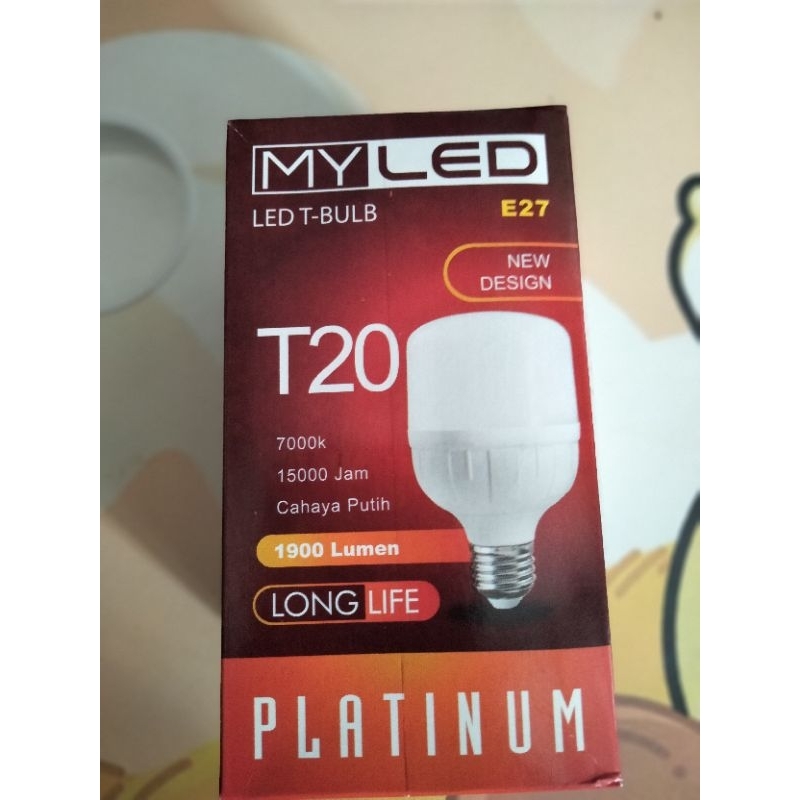 LAMPU LED 20 watt MY LED platinum putih bulb bohlam kapsul