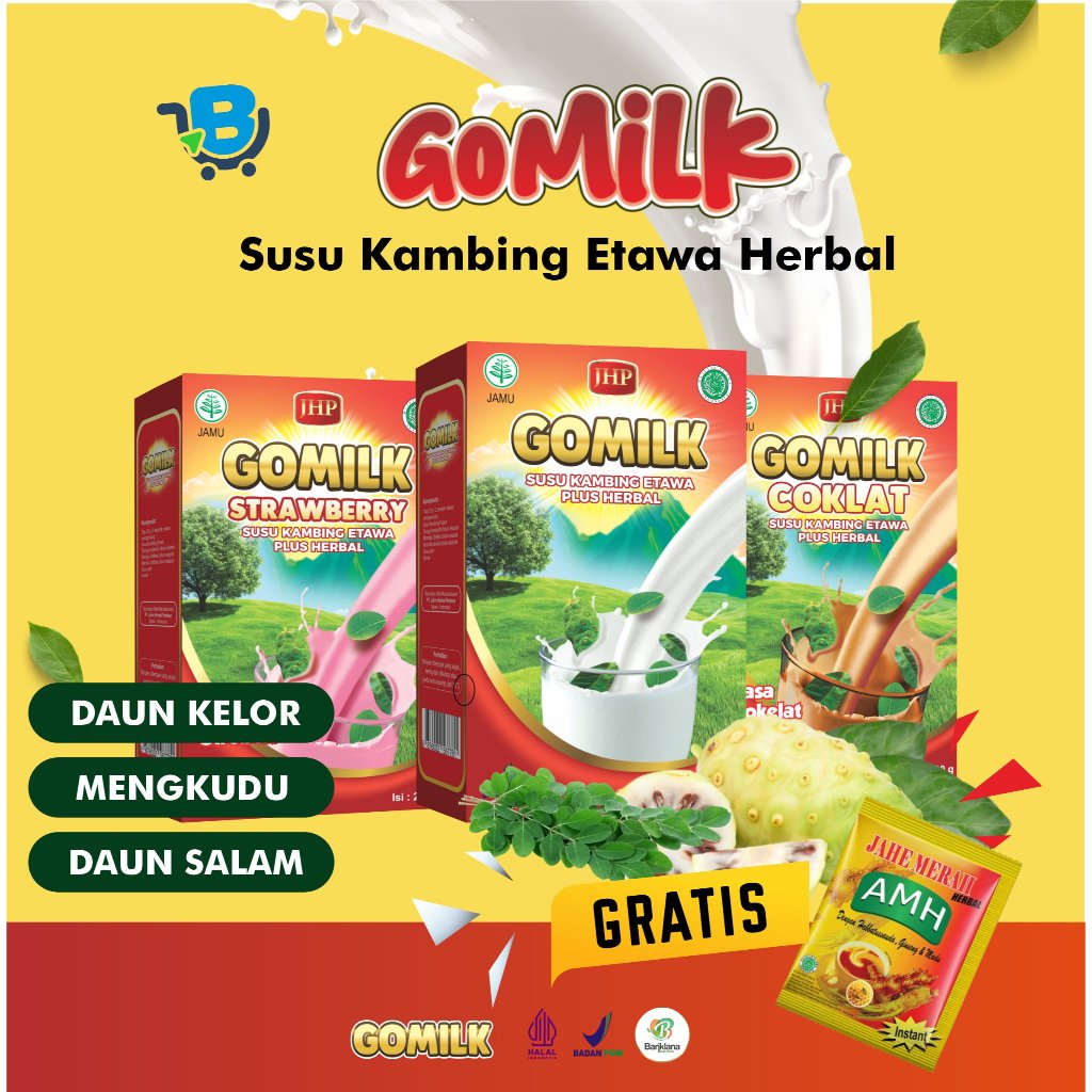 

GOMILK Susu Kambing Etawa Herbal Bubuk 200gr Untuk Asam Lambung Nyeri Sendi Kolesterol