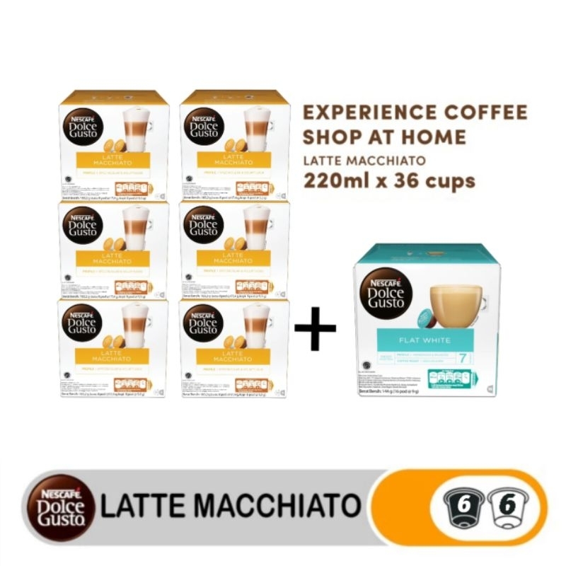 

Capsule Nescafe Dolce Gusto Latte Machiato 6 Box + 1 Box Flat White