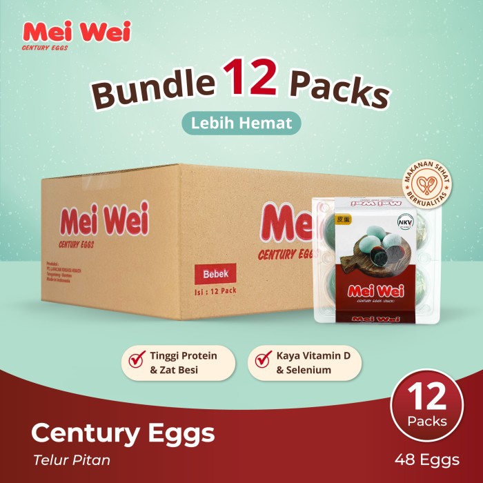 

Mei Wei Century Eggs (Telur Pitan) 4 pcs | Bundle 12x Packs