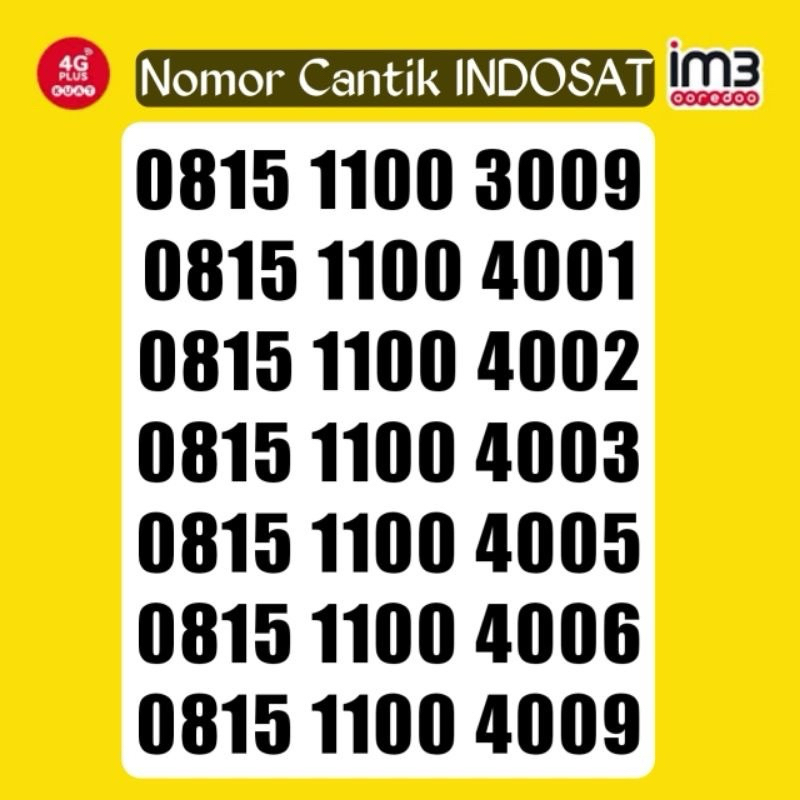 Nomor Cantik indosat Im3 1100 Super Rapi Murah